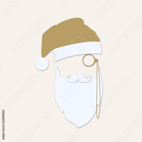 feine Weihnachtskarte mit Hipster Weihnachtsmann und Monokel