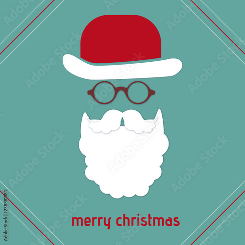 Grußkarte mit noblem Hipster Weihnachtsmann und Melone