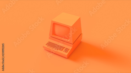 Orange Vintage Computer 3d illustration	