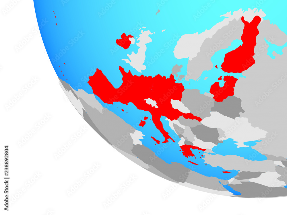 Fototapeta premium Eurozone member states on simple globe.