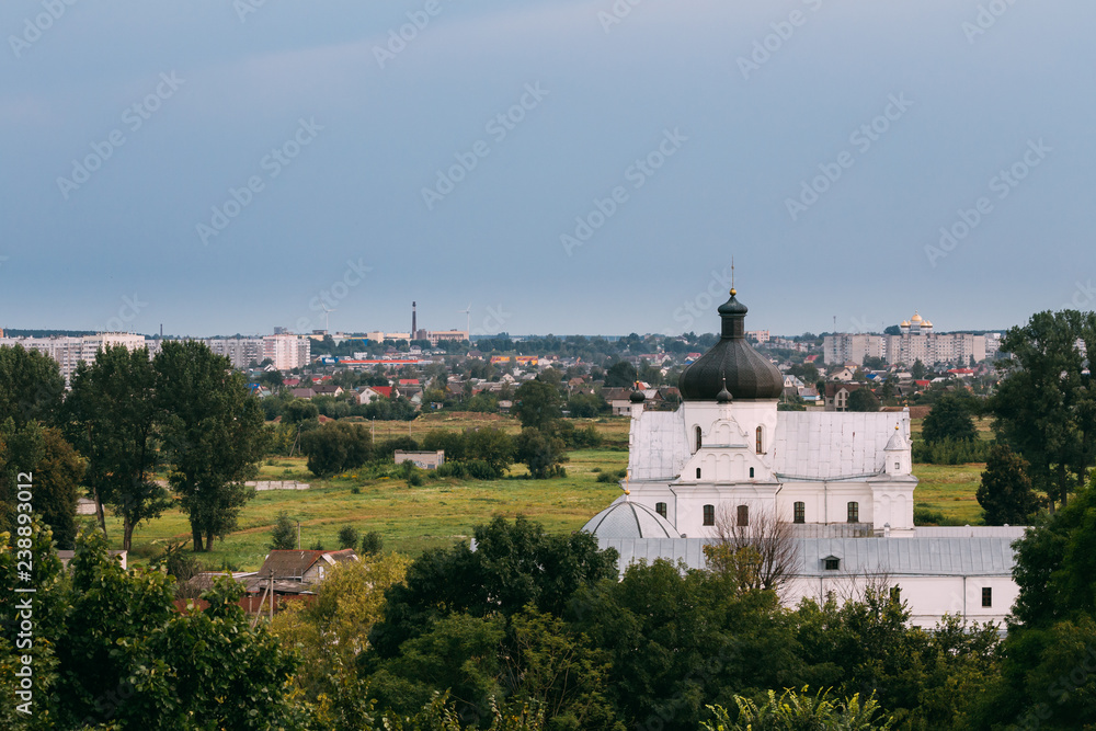Mahiliou, Belarus. Mogilev Summer Cityscape With Famous Landmark