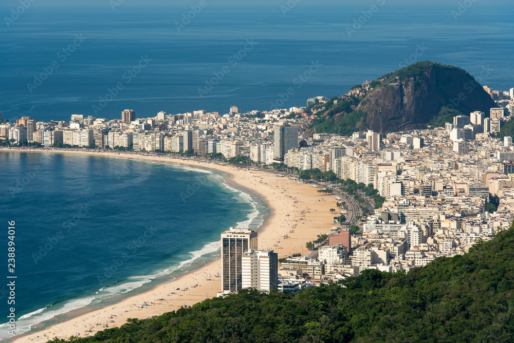 High Angle View of Copacabana Beach in Rio de Janeiro City, Brazil