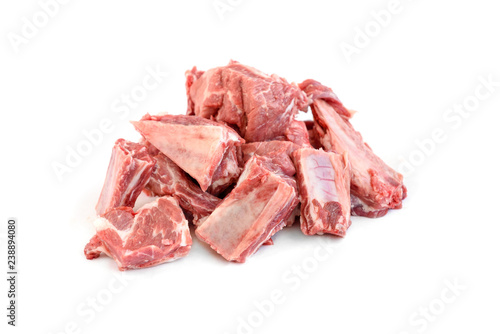 Raw pork ribs isolated on white background. 