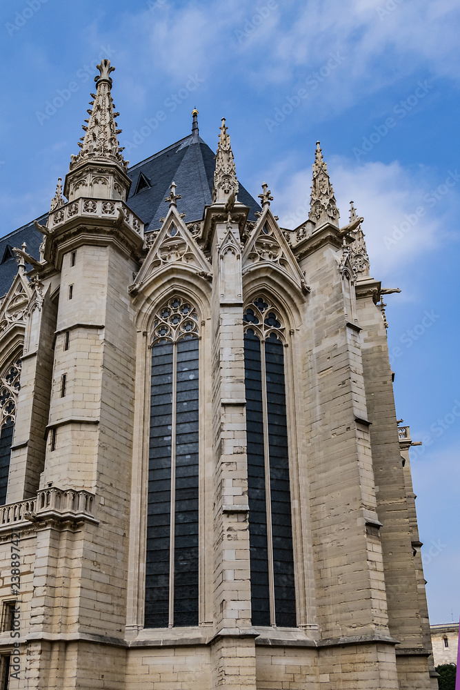 Architectural fragments of Vincennes Sainte-Chapelle (Holy Chapel, 1379). Vincennes (6.7 km from Paris), Val-de-Marne department, France.