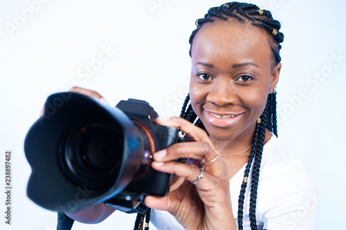 African girl takes pictures...