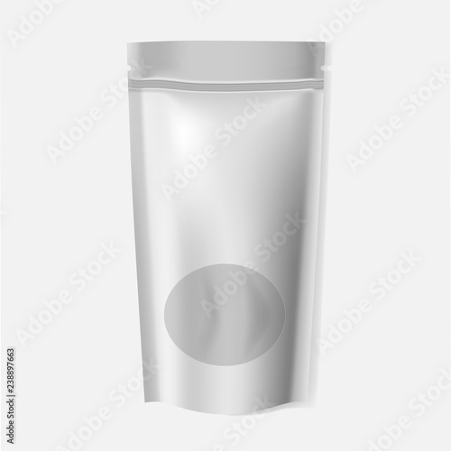 Stand up pouch with window, zip lock and tear notches, mock-up
