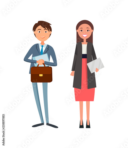 Coworkers in Formal Wear, Lady Manager, Envelope