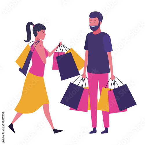 Couple shopping cartoon © Jemastock