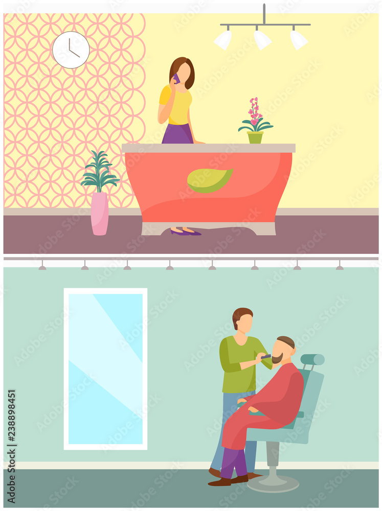 Spa Salon Receptionist and Barber Shop Vector Spa Salon Receptionist and Barber Shop Vector