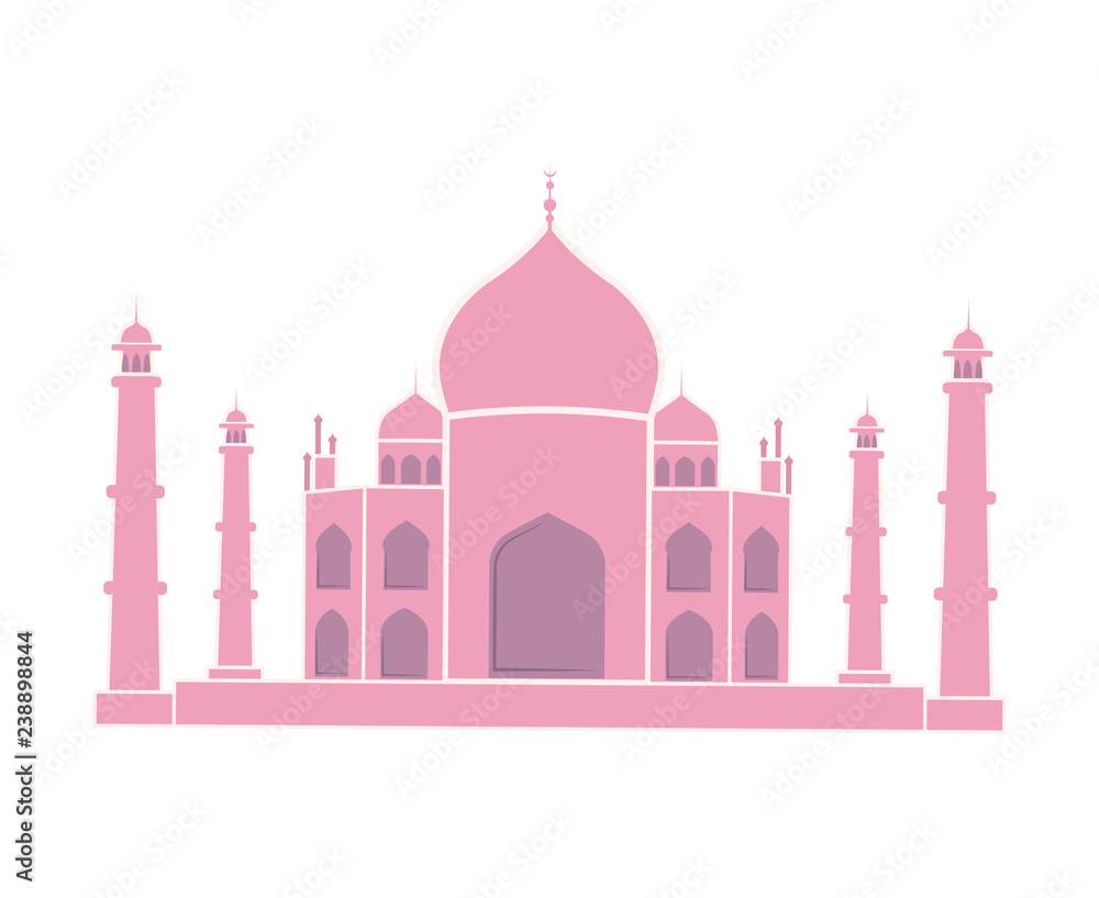 Taj Mahal Indian Landmark Travel Sticker Isolated