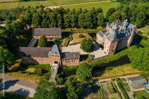 Aerial view of Doorwerth Castle is a medieval castle near Arnhem, Netherlands. photo