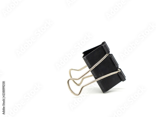 Black paper clip isolated on white background. Clip for document or paper clip attachment.