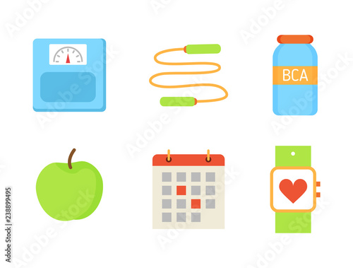 Bcaa Vitamin and Apple Fruit Vector Illustration