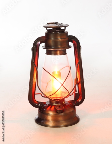 old oil lamp isolated on white background