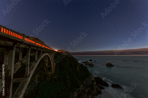 Bixby Creek Bridge at Night at Highway 1 in California