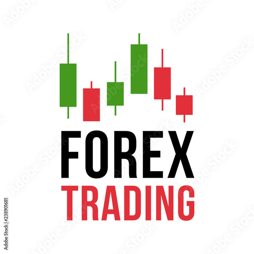 Vector logo with candlestick trading chart analyzing in forex