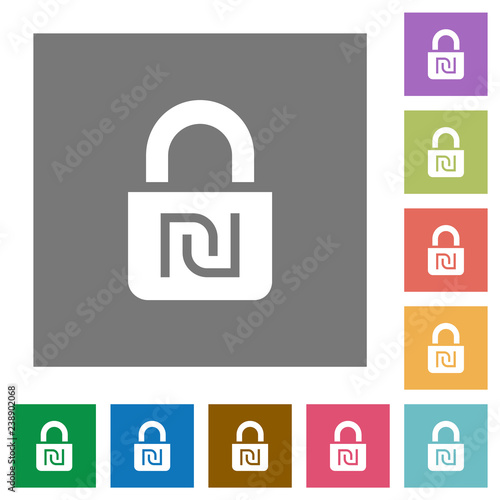 Locked Shekels square flat icons