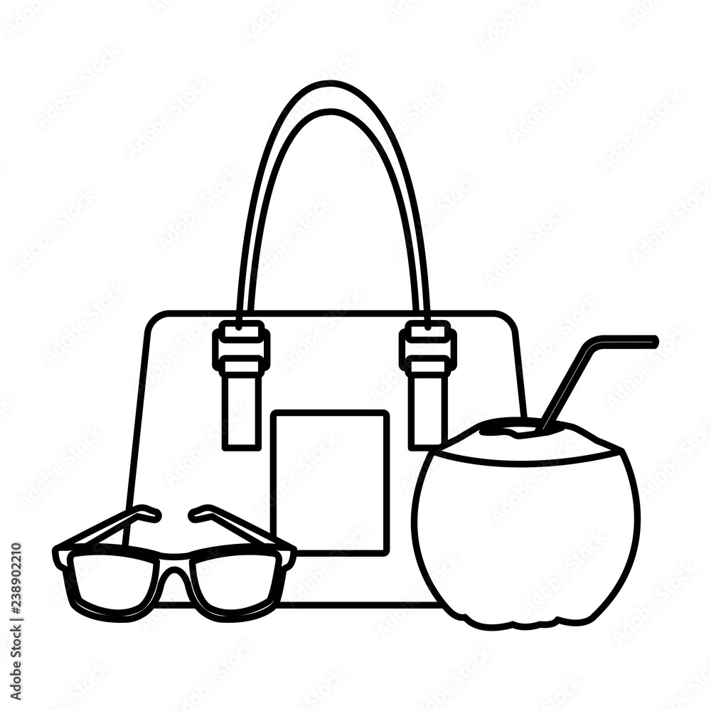 coconut with beach bag coconut with beach bag