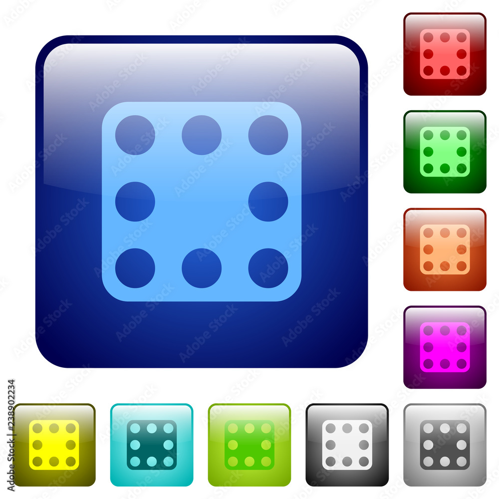Domino eight color square buttons