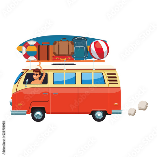 camper van with baggage