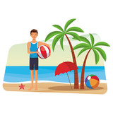man with beach ball