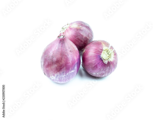 Thai red onion on white background, food ingredient
