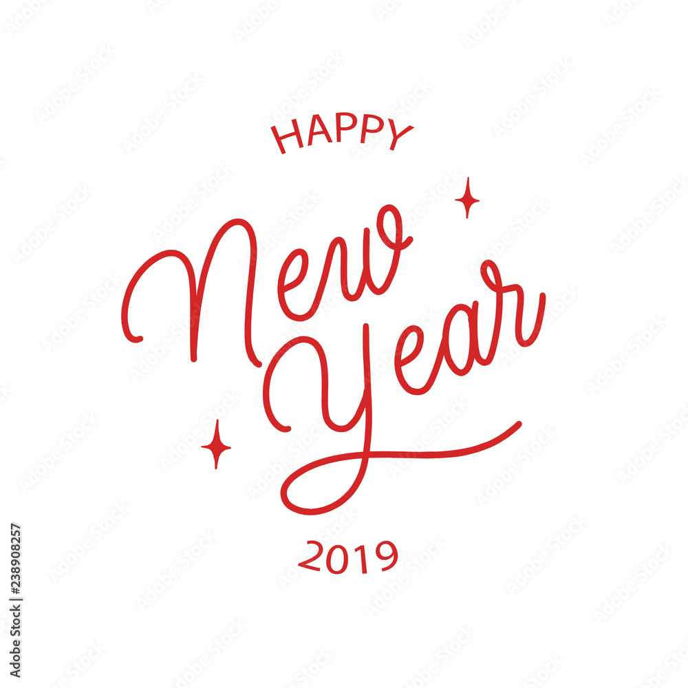Happy new year 2019 -  hand lettering round desiign inscription vector.