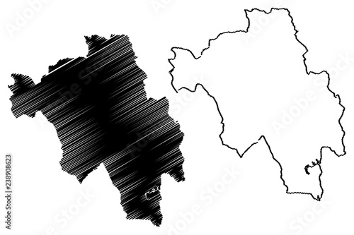 Bago Region (Administrative divisions of Myanmar, Republic of the Union of Myanmar, Burma) map vector illustration, scribble sketch Pegu Division map