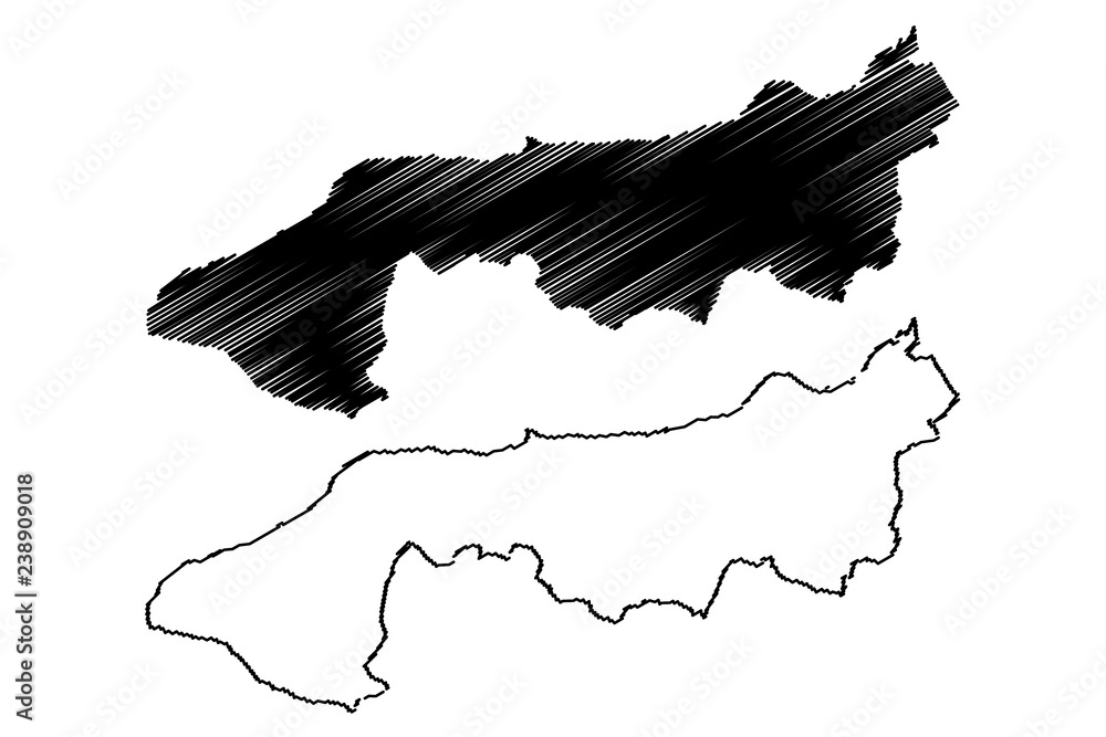 Yalova (Provinces of the Republic of Turkey) map vector illustration, scribble sketch Yalova ili map