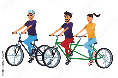 friends riding bicicle photo