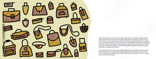 Vector set of bags in doodle style. photo