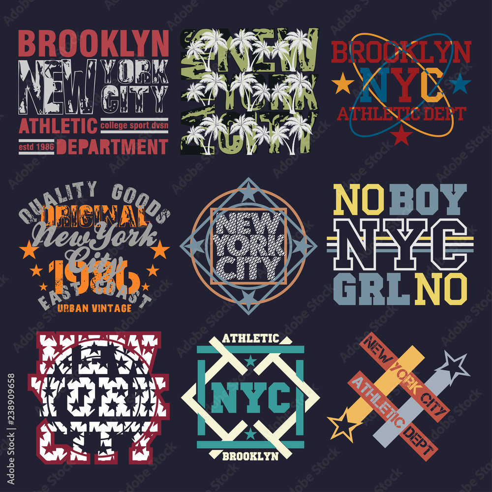 set sport typography, t-shirt nyc, design graphic set sport typography, t-shirt nyc, design graphic
