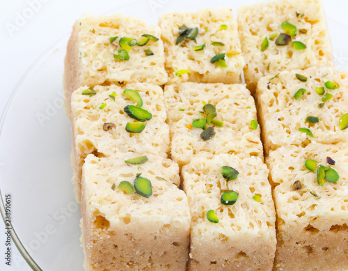 Indian Traditional Famous Sweet Food Mysore Pak or Mysoor Pak photo