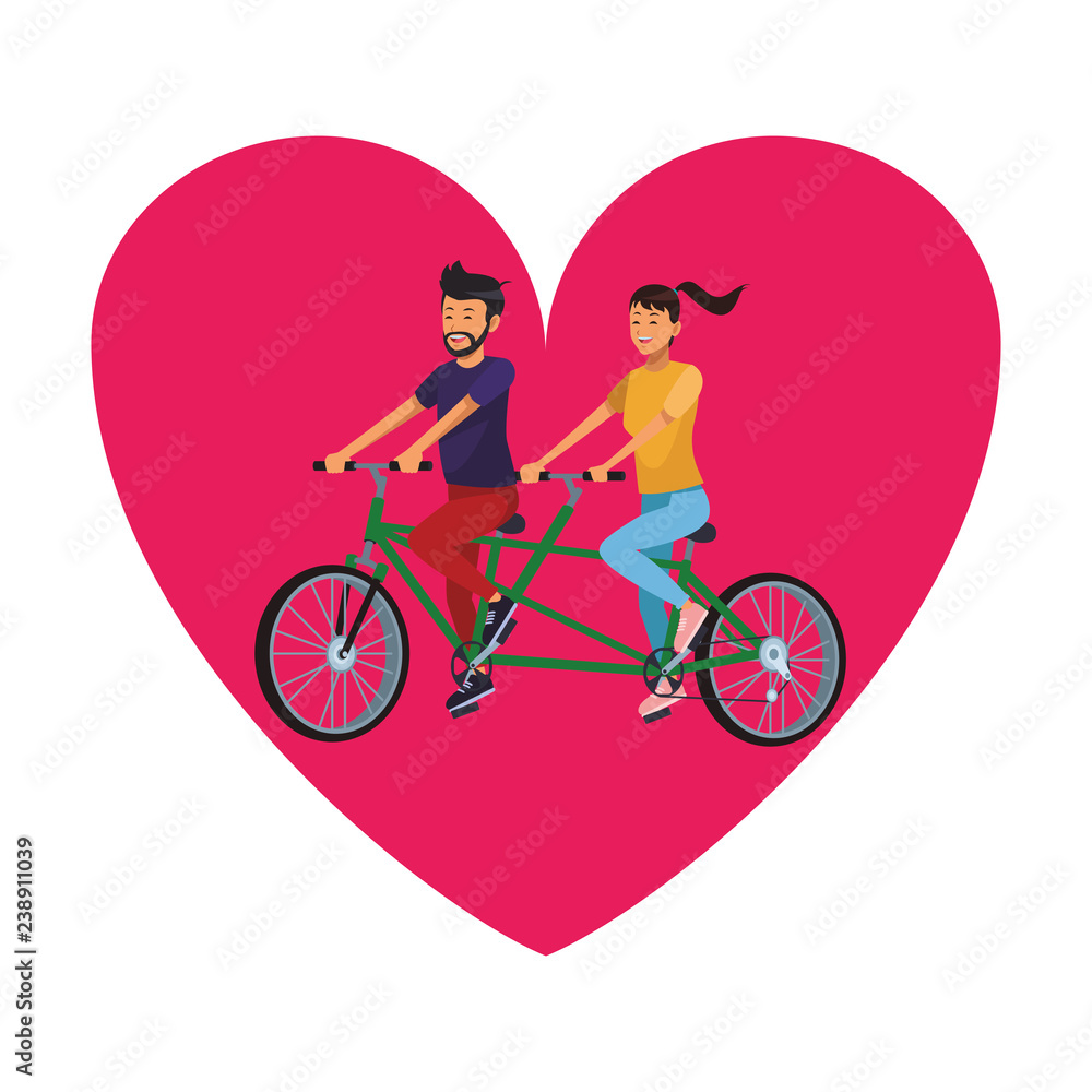 couple double bike heart icon couple double bike heart icon