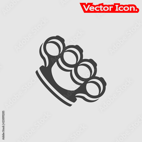 Brass knuckles icon isolated sign symbol and flat style for app, web and digital design. Vector illustration.