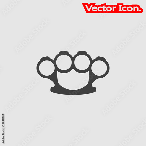 Brass knuckles icon isolated sign symbol and flat style for app, web and digital design. Vector illustration.