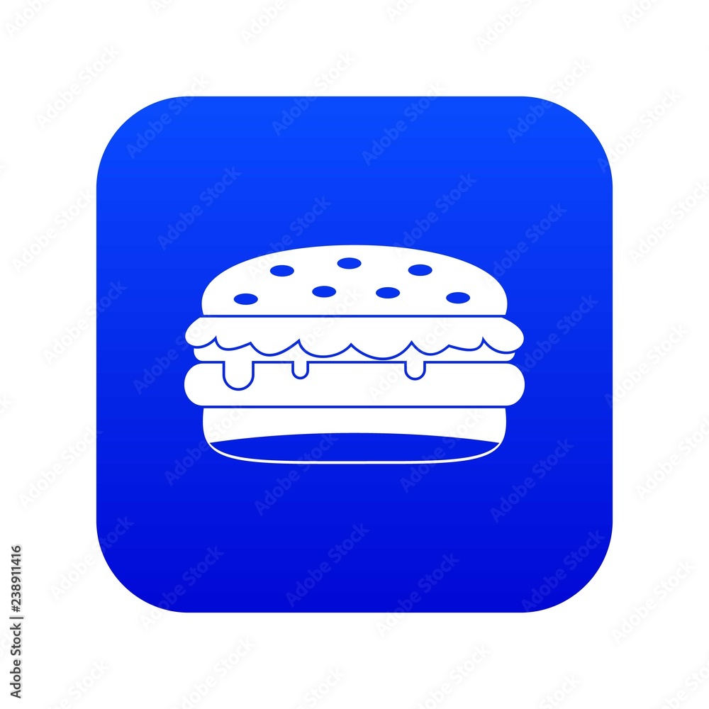 Burger icon digital blue for any design isolated on white vector illustration Burger icon digital blue for any design isolated on white vector illustration