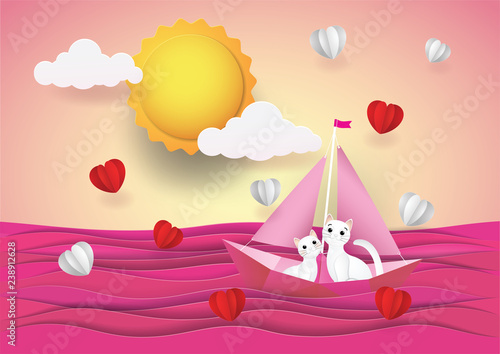 Vector and Illustration graphic digital craft style,Cute cartoon,Love and Valentine's day.