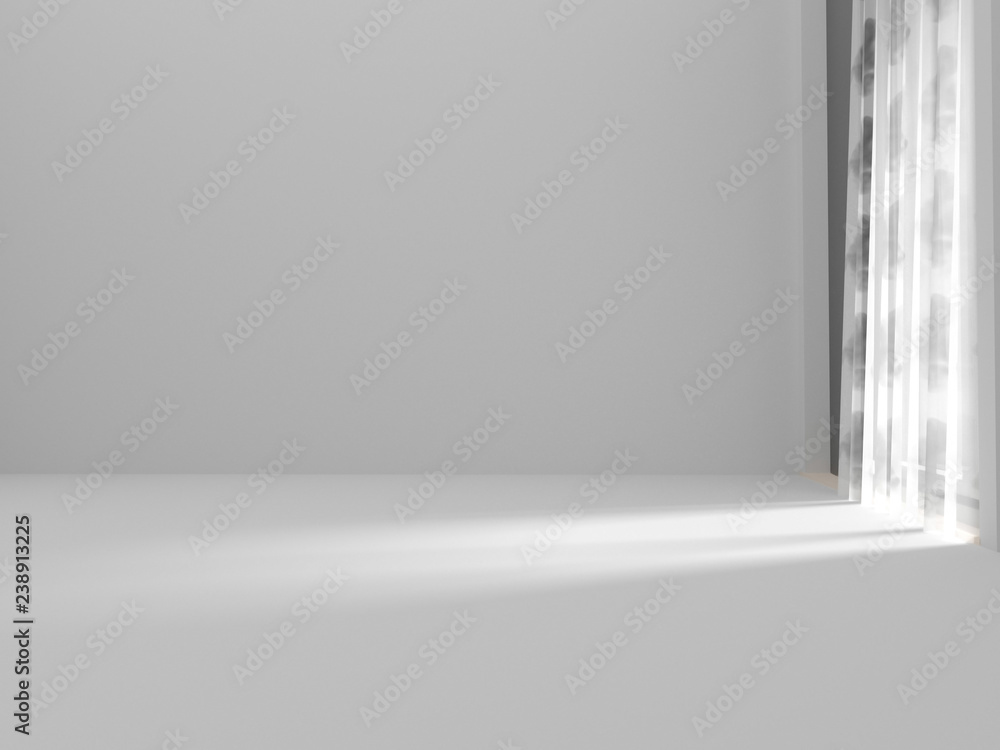 Empty room and curtain , 3D rendering Empty room and curtain , 3D rendering