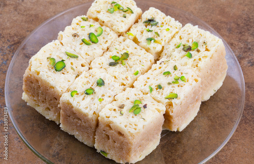 Indian Traditional Famous Sweet Food Mysore Pak or Mysoor Pak photo