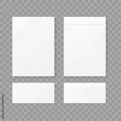 Envelopes set on transparent background