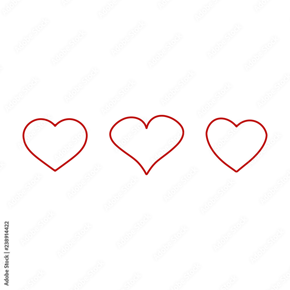 Hearts icons set. Line style