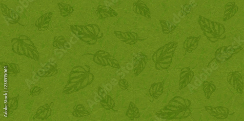 Flat vector with noise and texture. Tropical leaves Monstera on marble textured background, green color. Seamless pattern for packaging paper, textiles, wallpaper, clothed, place for your text. 