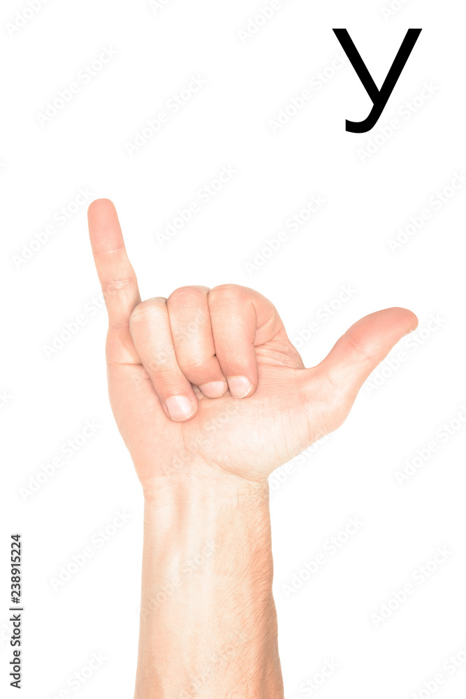 cropped view of male hand showing cyrillic letter, deaf and dumb language, isolated on white cropped view of male hand showing cyrillic letter, deaf and dumb language, isolated on white