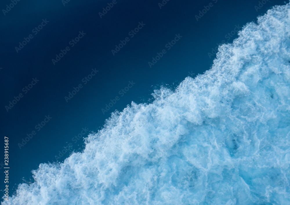 The wake of a ship in the sea The wake of a ship in the sea