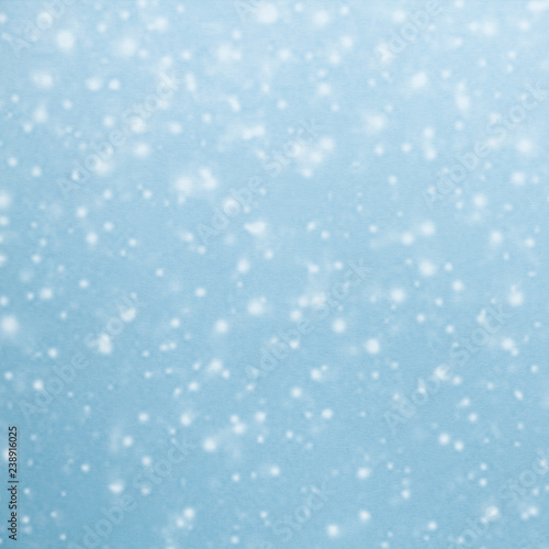 Snow background for Christmas greeting card. Raster copy. Pastel blue copy space