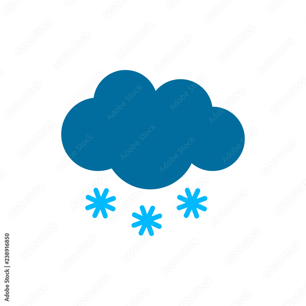 Cloud with snow weather icon. Flat vector illustration.