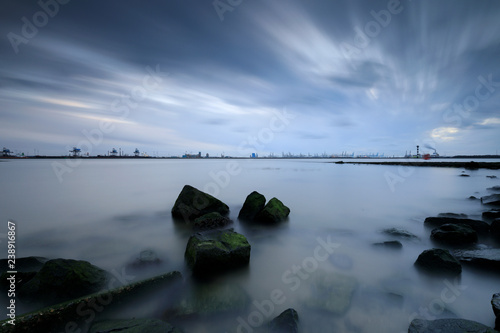 moody seascape along the Nieuwe Waterweg river photo