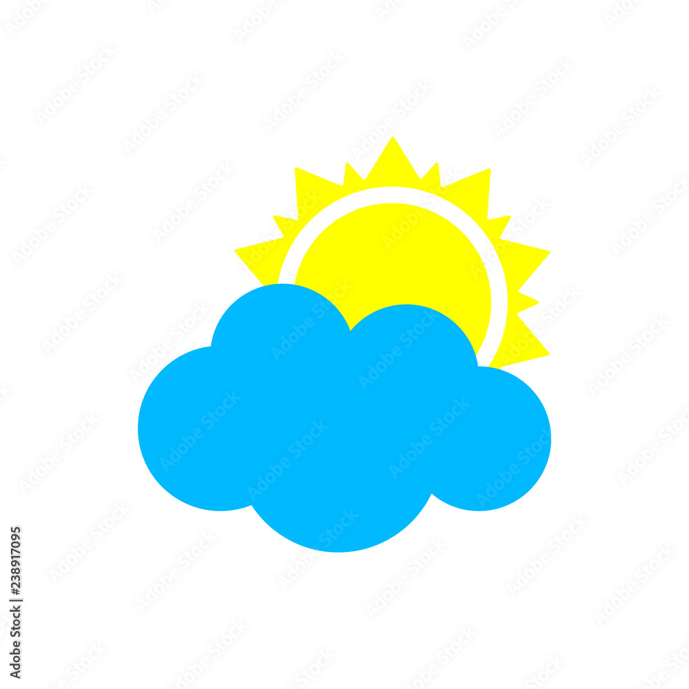 Sun with cloud weather icon. Flat vector illustration. Sun with cloud weather icon. Flat vector illustration.