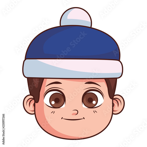 cute winter boy face cartoon